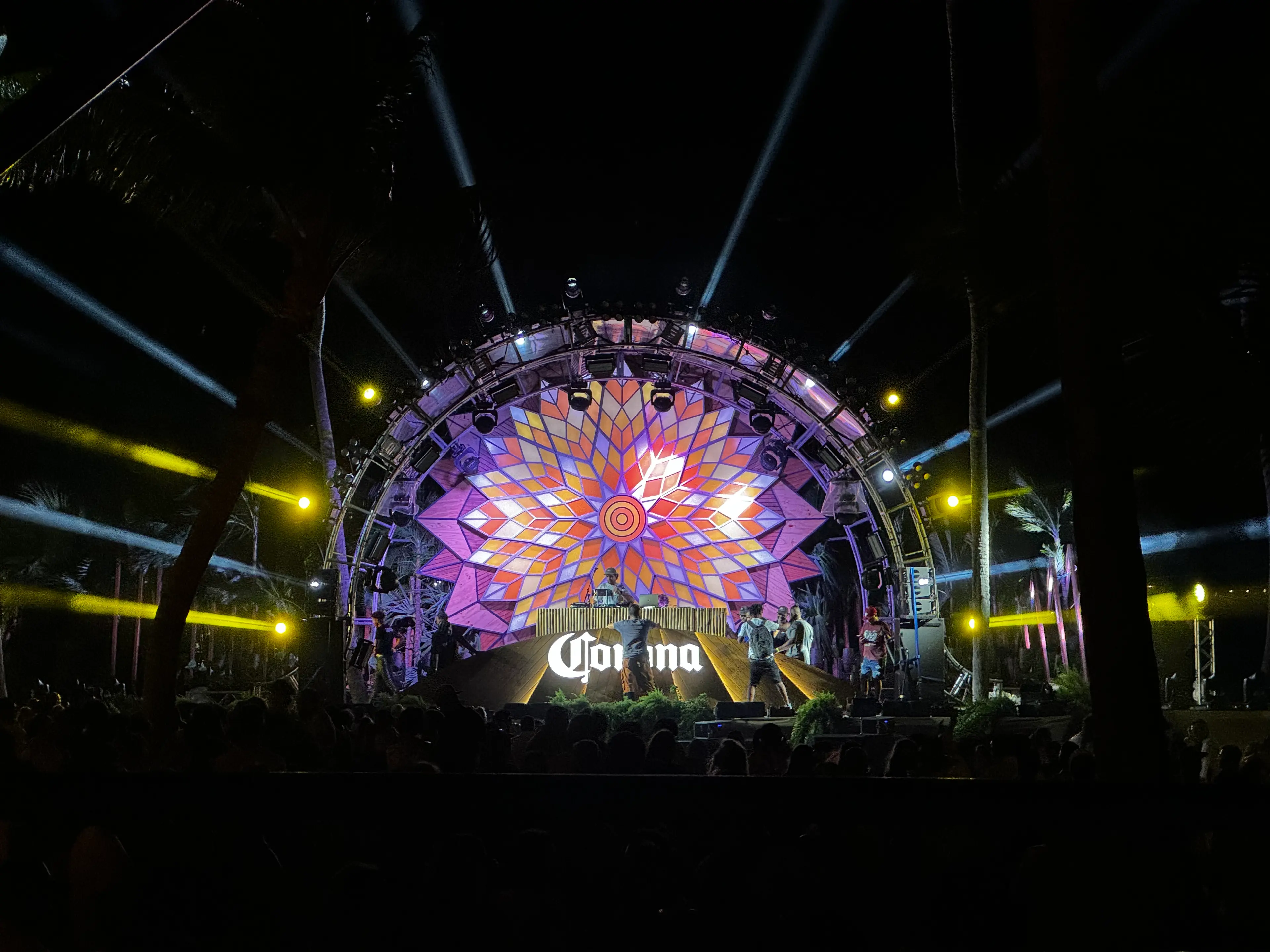 Illuminated mandala stage at Corona Sunset 2023 in Punta Cana